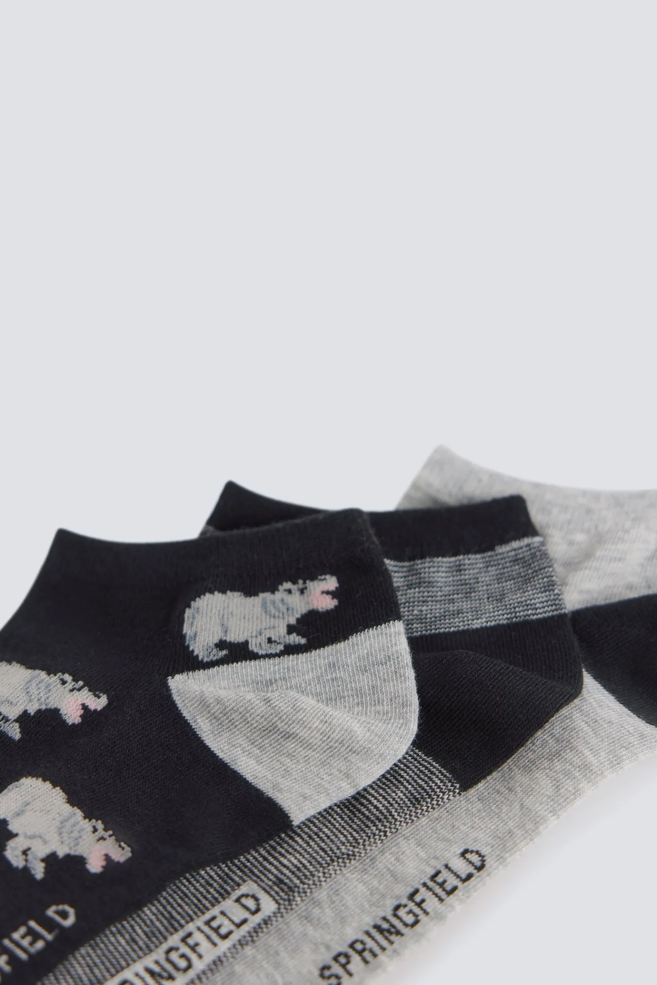 Online Springfield Lot de 3 chaussettes cheville à hippopotames noir