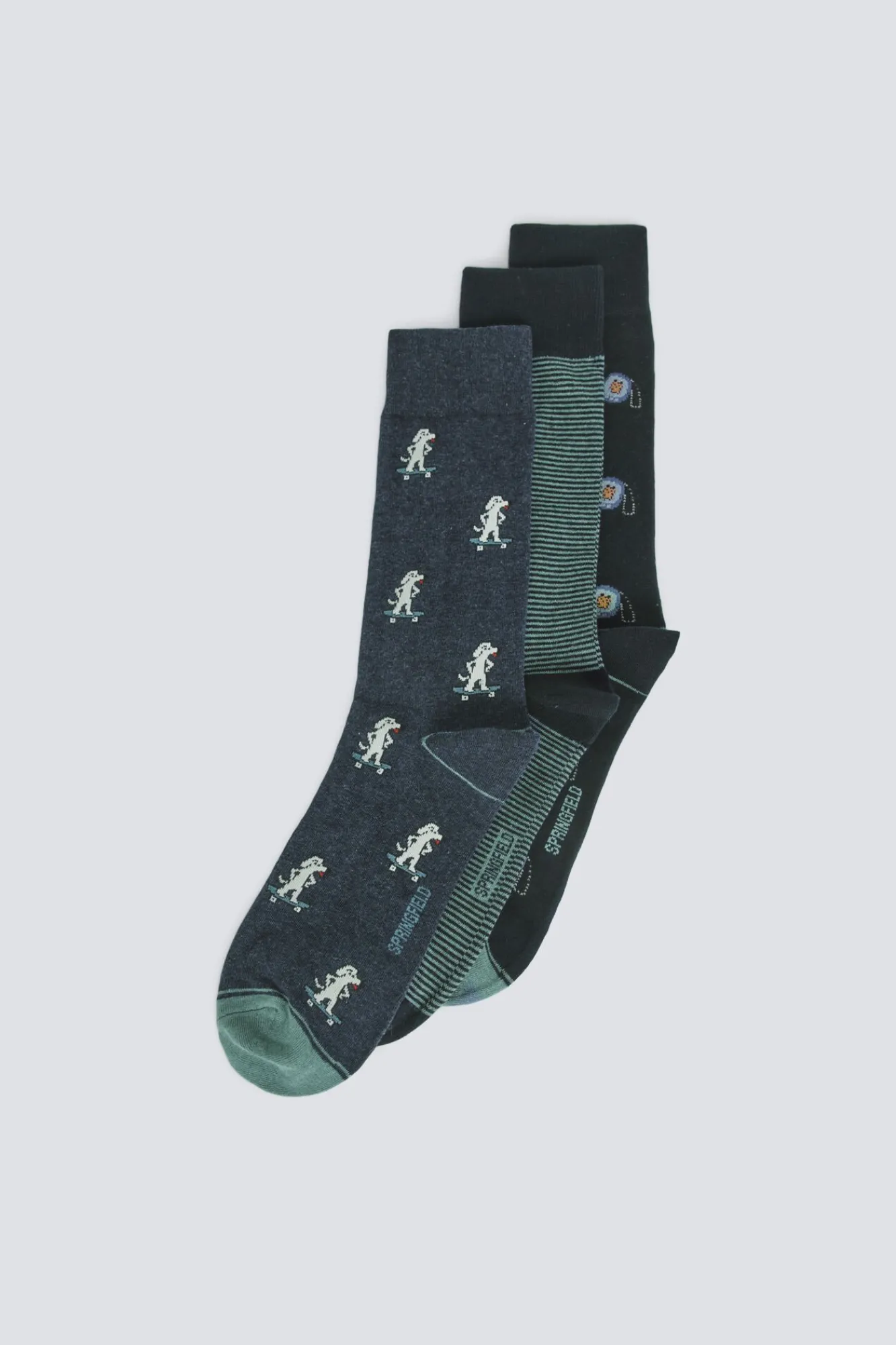 Springfield Lot de 3 chaussettes longues années 90 bleu