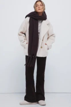 Sale Springfield Manteau en peau de mouton &agrave; double boutonnage vison