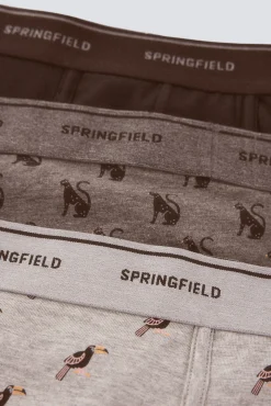 Clearance Springfield Pack de 3 boxers jungle gris