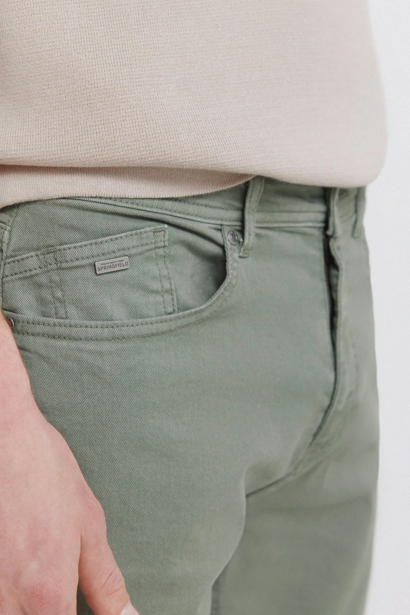 Online Springfield Pantalon 5 poches délavé coupe slim
