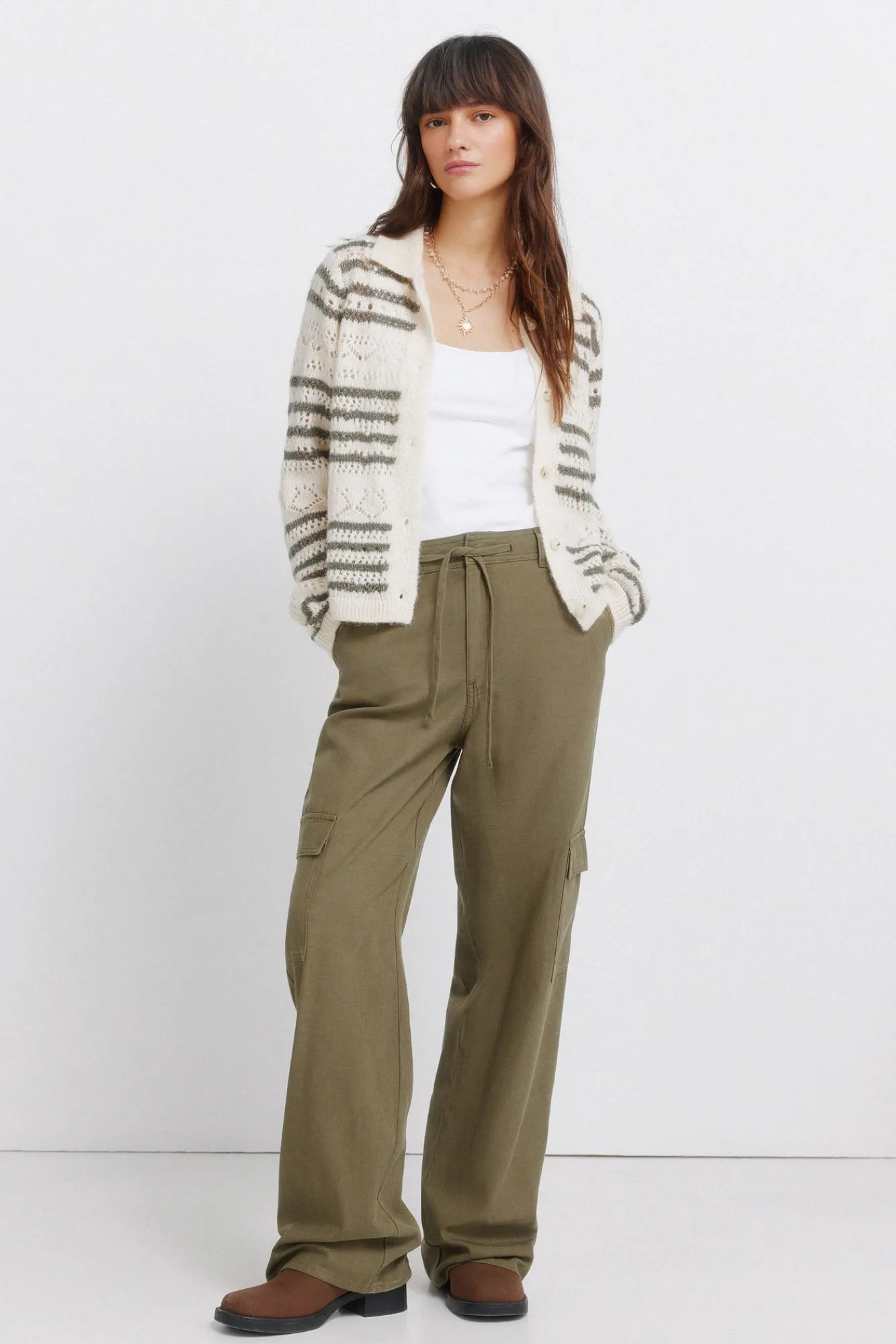 Sale Springfield Pantalon cargo en coton beige