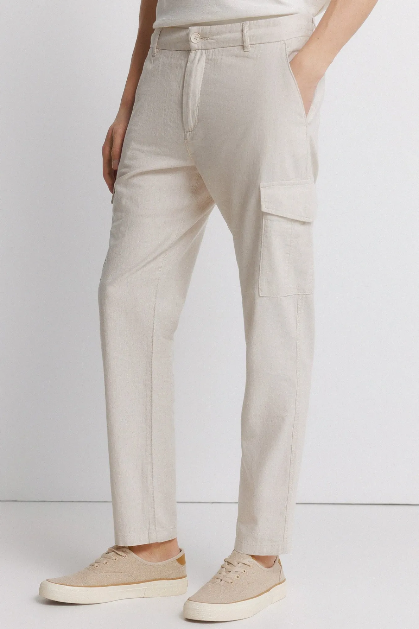 Discount Springfield Pantalon cargo slim fit en lin gris