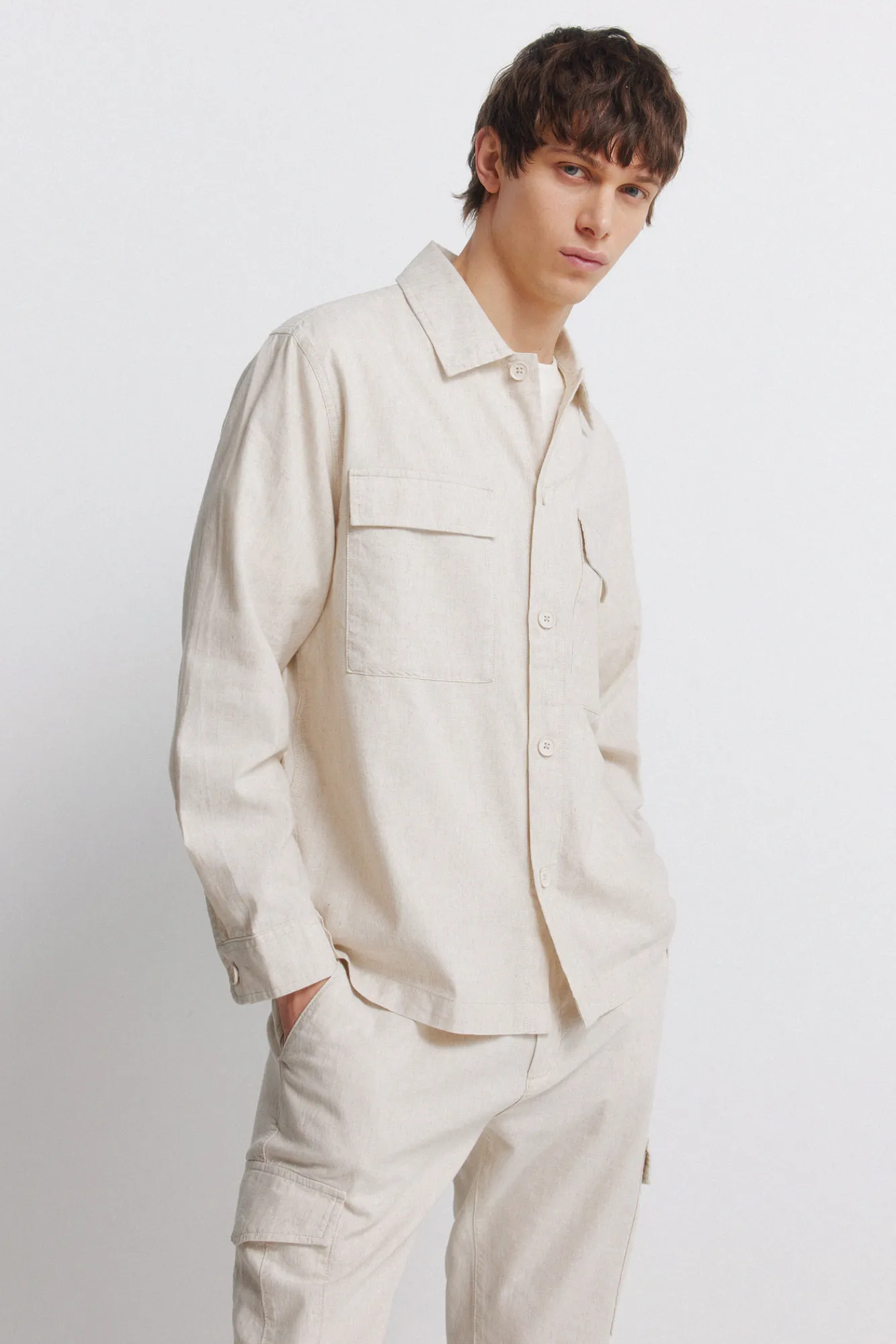 Discount Springfield Pantalon cargo slim fit en lin gris