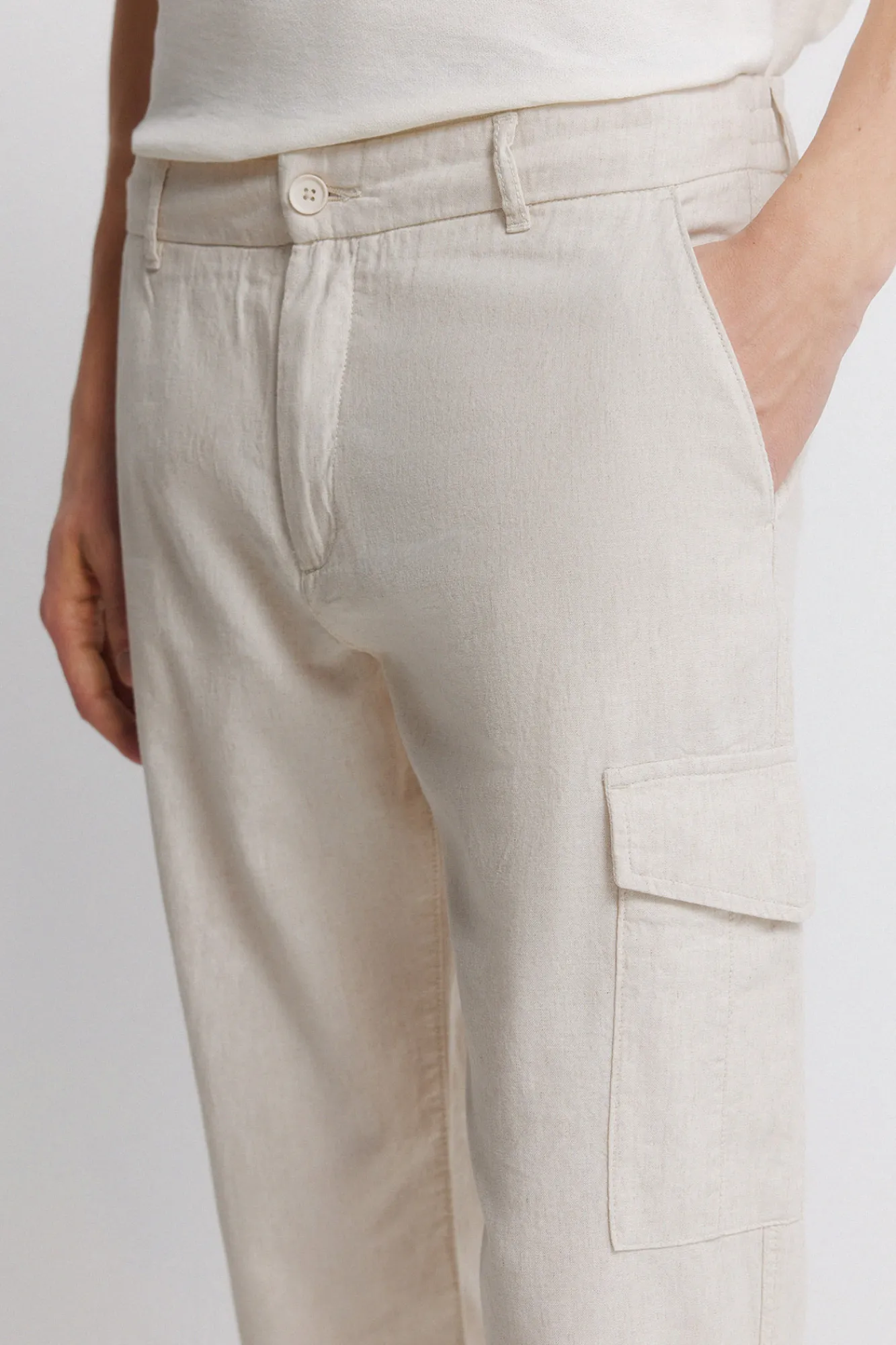 Discount Springfield Pantalon cargo slim fit en lin gris
