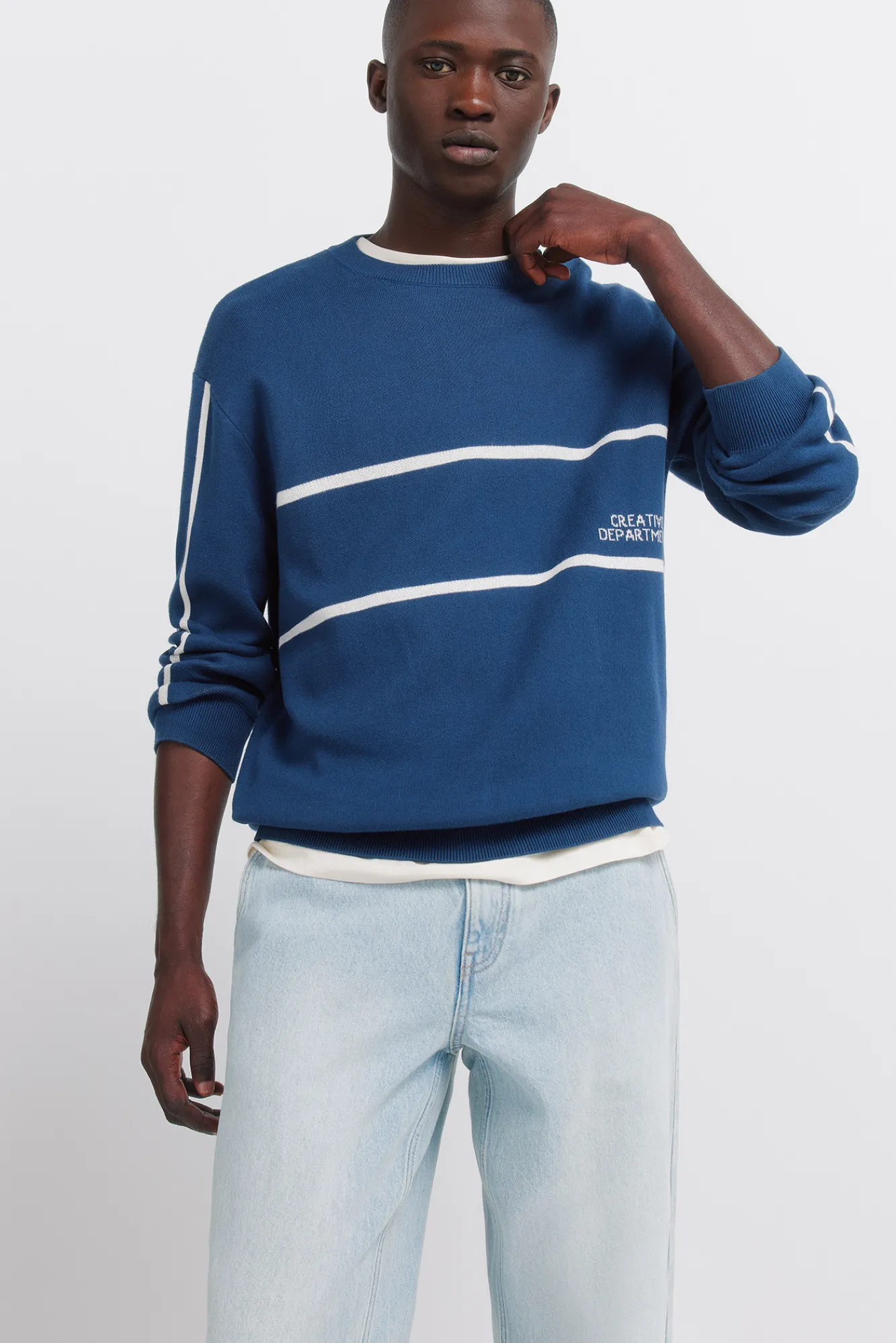 Online Springfield Pantalon chino en jean délavé clair bleu
