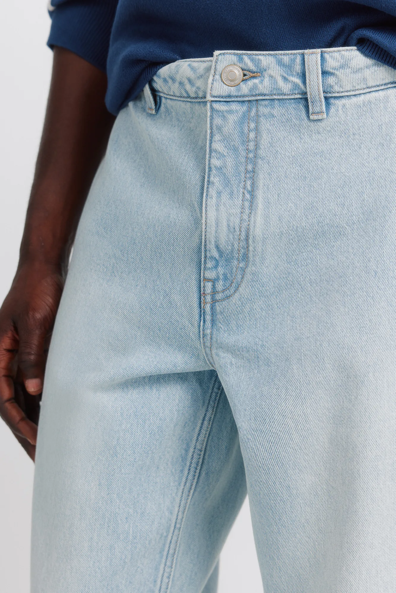 Online Springfield Pantalon chino en jean délavé clair bleu