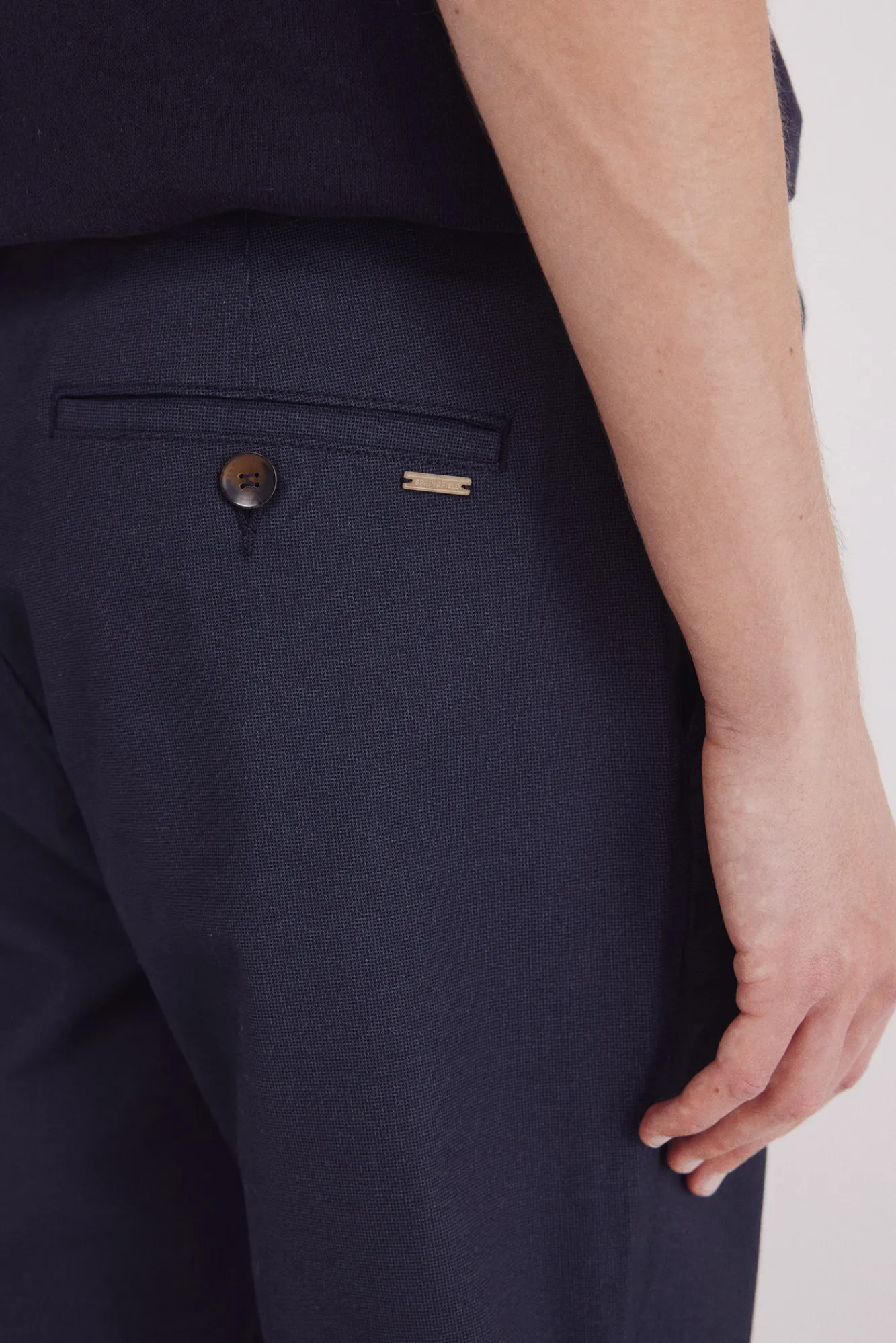 Sale Springfield pantalon chino slim micro-imprimé bleu