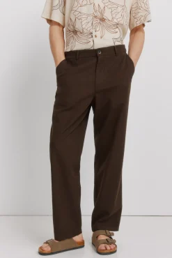 Sale Springfield Pantalon droit coupe droite en lin nude