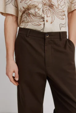 Sale Springfield Pantalon droit coupe droite en lin nude