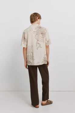 Sale Springfield Pantalon droit coupe droite en lin nude
