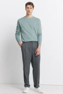 Best Springfield Pantalon droit relaxed fit &agrave; rayures gris