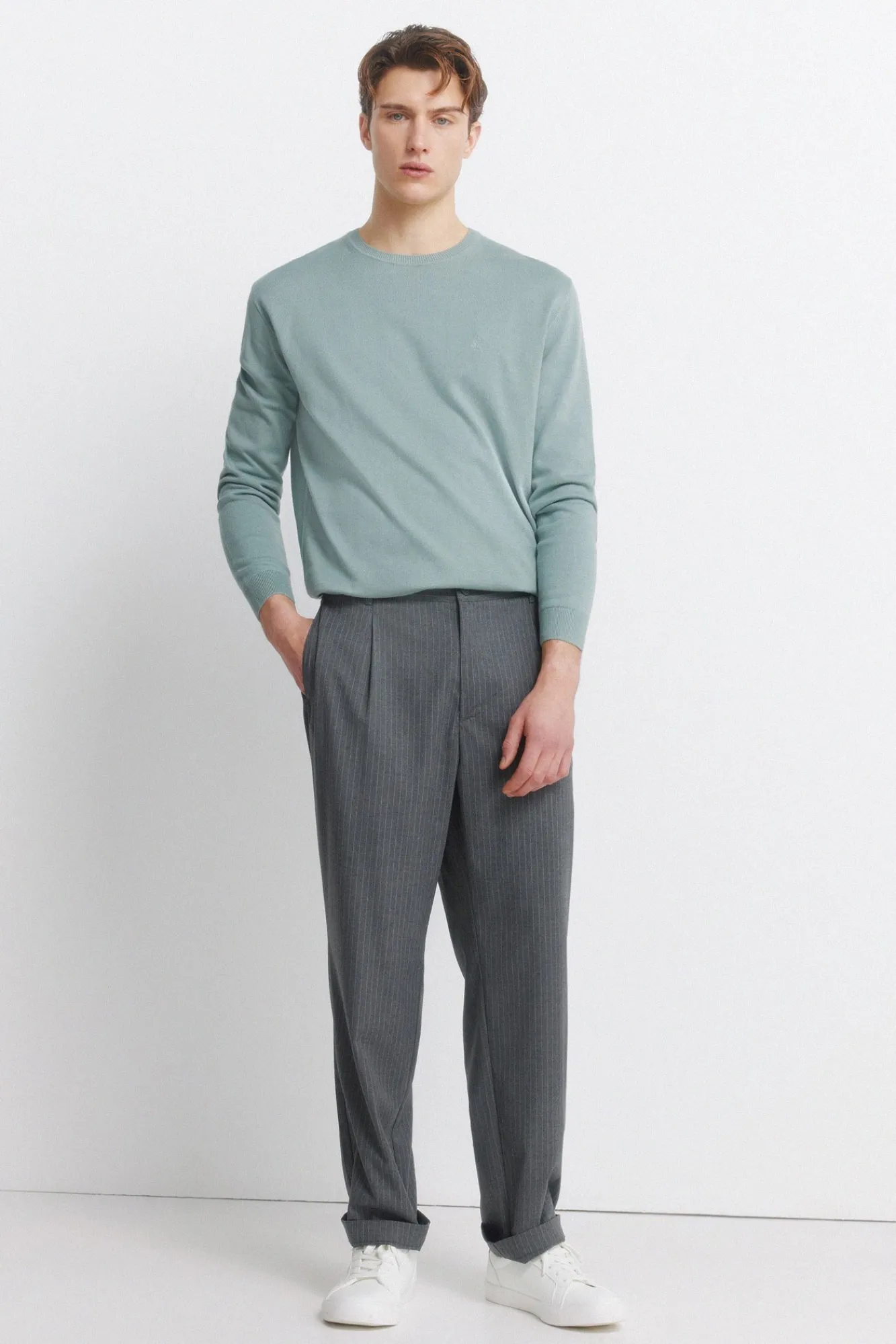 Best Springfield Pantalon droit relaxed fit à rayures gris