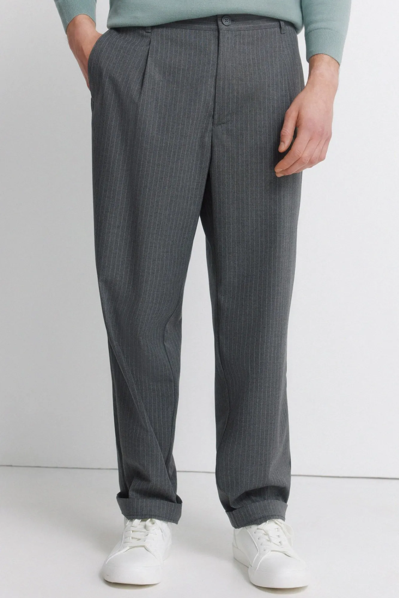 Best Springfield Pantalon droit relaxed fit à rayures gris