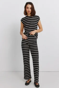 Hot Springfield Pantalon en tricot &agrave; rayures noir