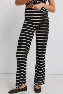 Hot Springfield Pantalon en tricot &agrave; rayures noir