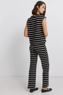 Hot Springfield Pantalon en tricot &agrave; rayures noir