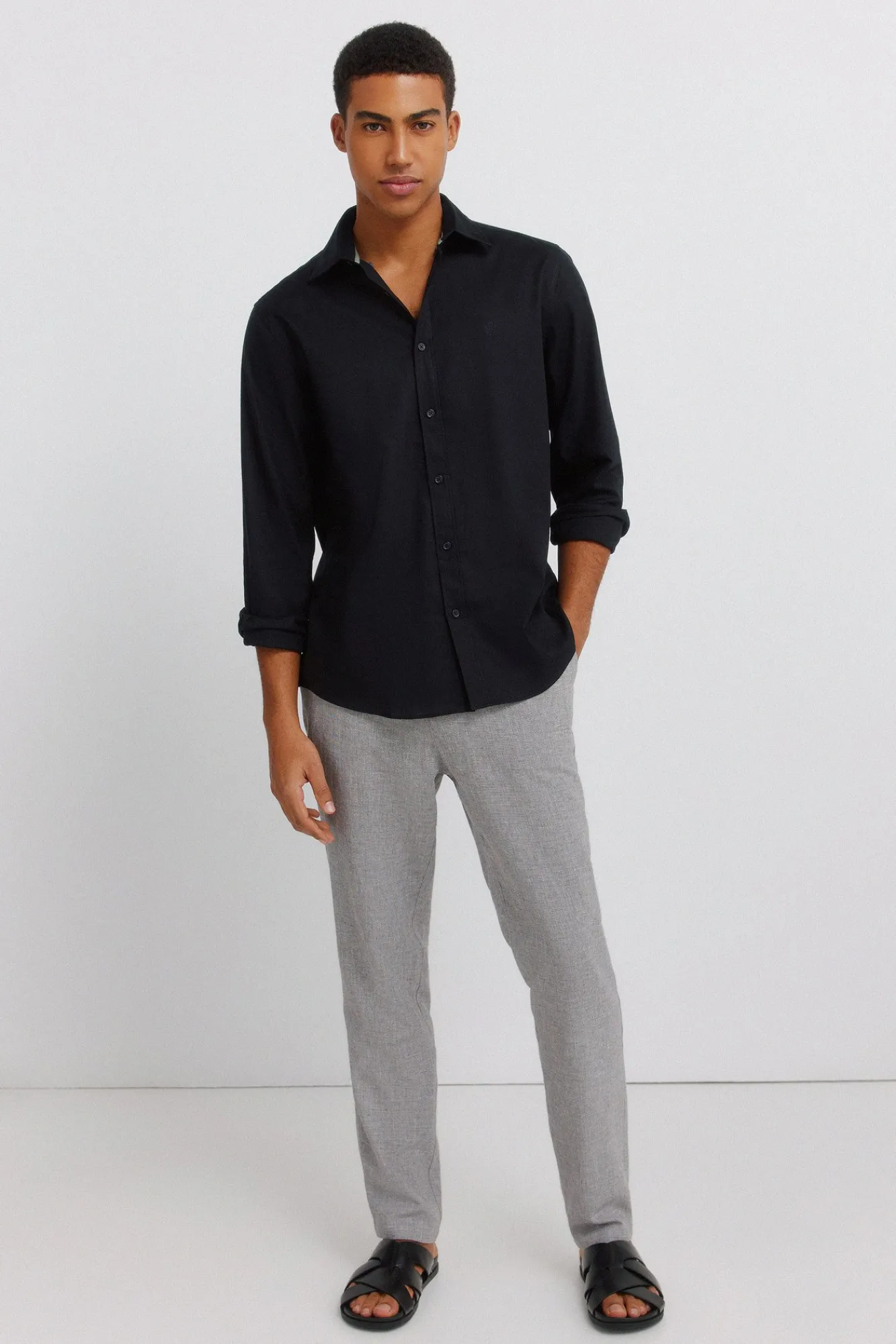 Springfield Pantalon slim fit confortable en lin structuré