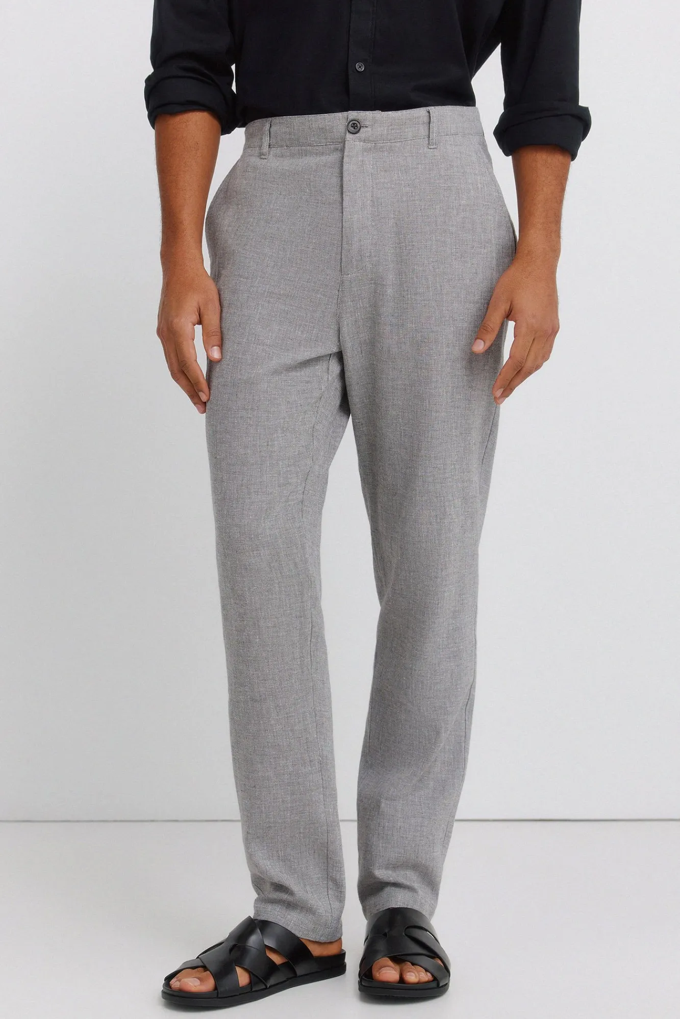 Springfield Pantalon slim fit confortable en lin structuré