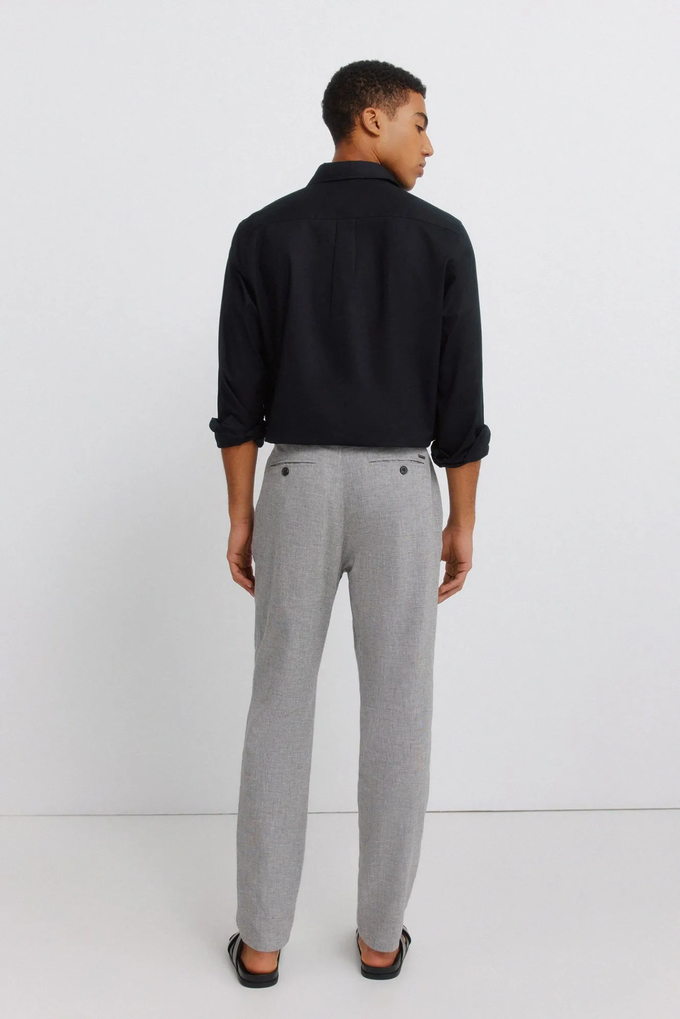 Springfield Pantalon slim fit confortable en lin structuré