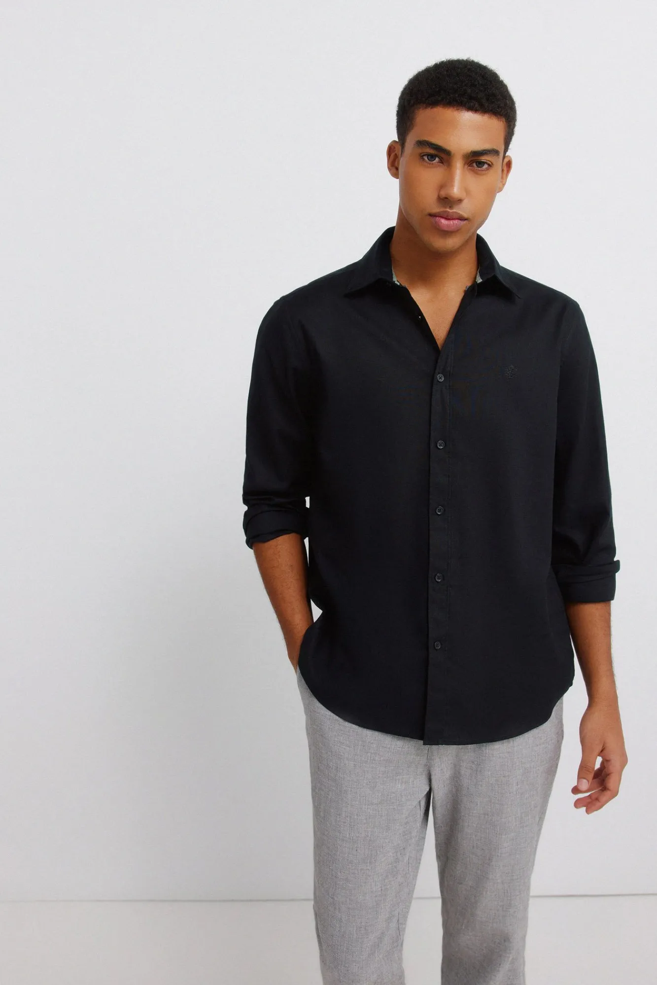 Springfield Pantalon slim fit confortable en lin structuré