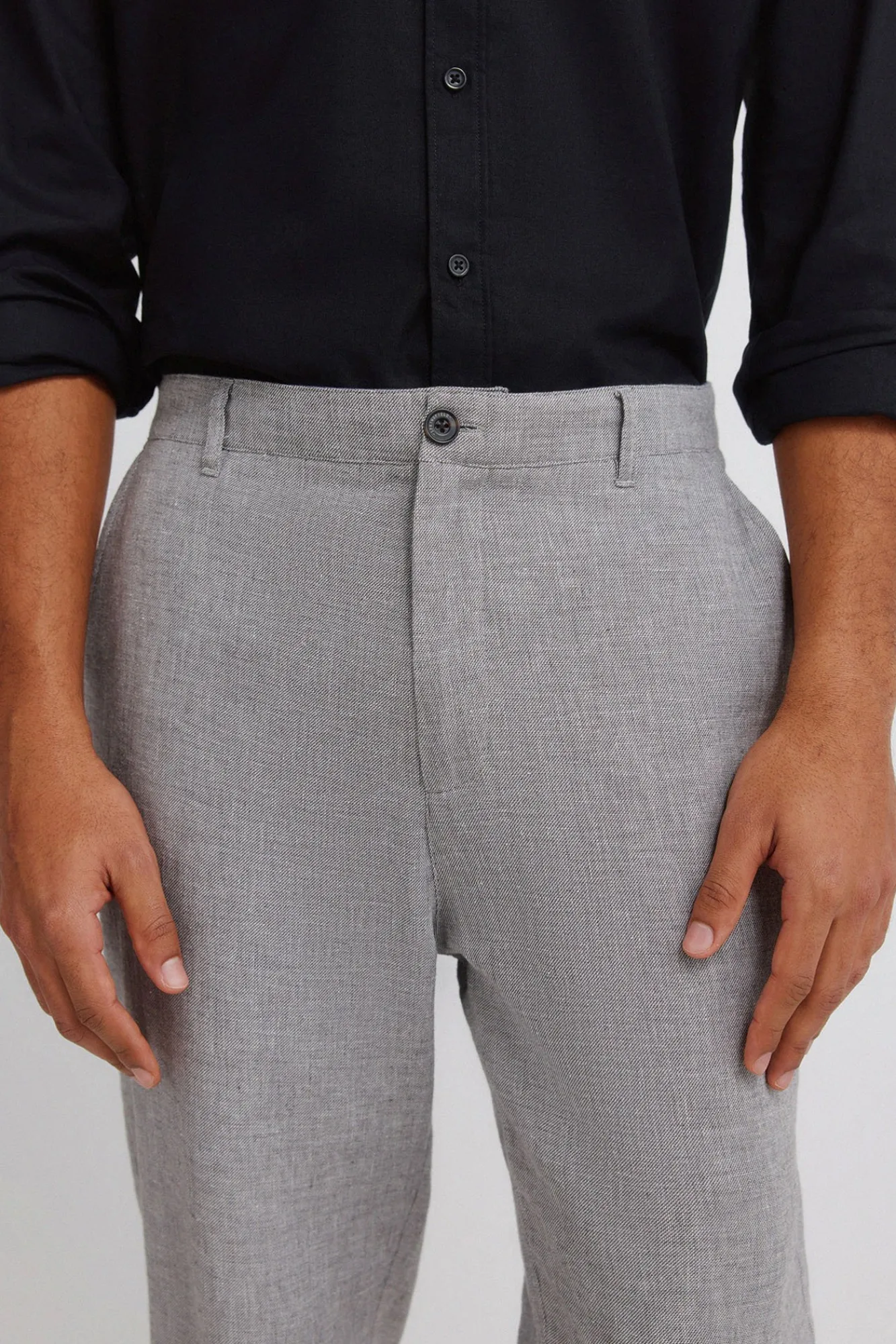 Springfield Pantalon slim fit confortable en lin structuré