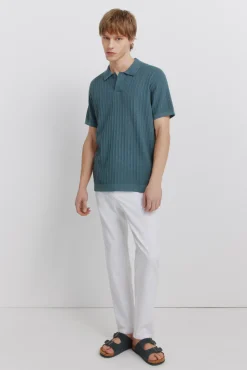 New Springfield Polo basique structur&eacute; bleu
