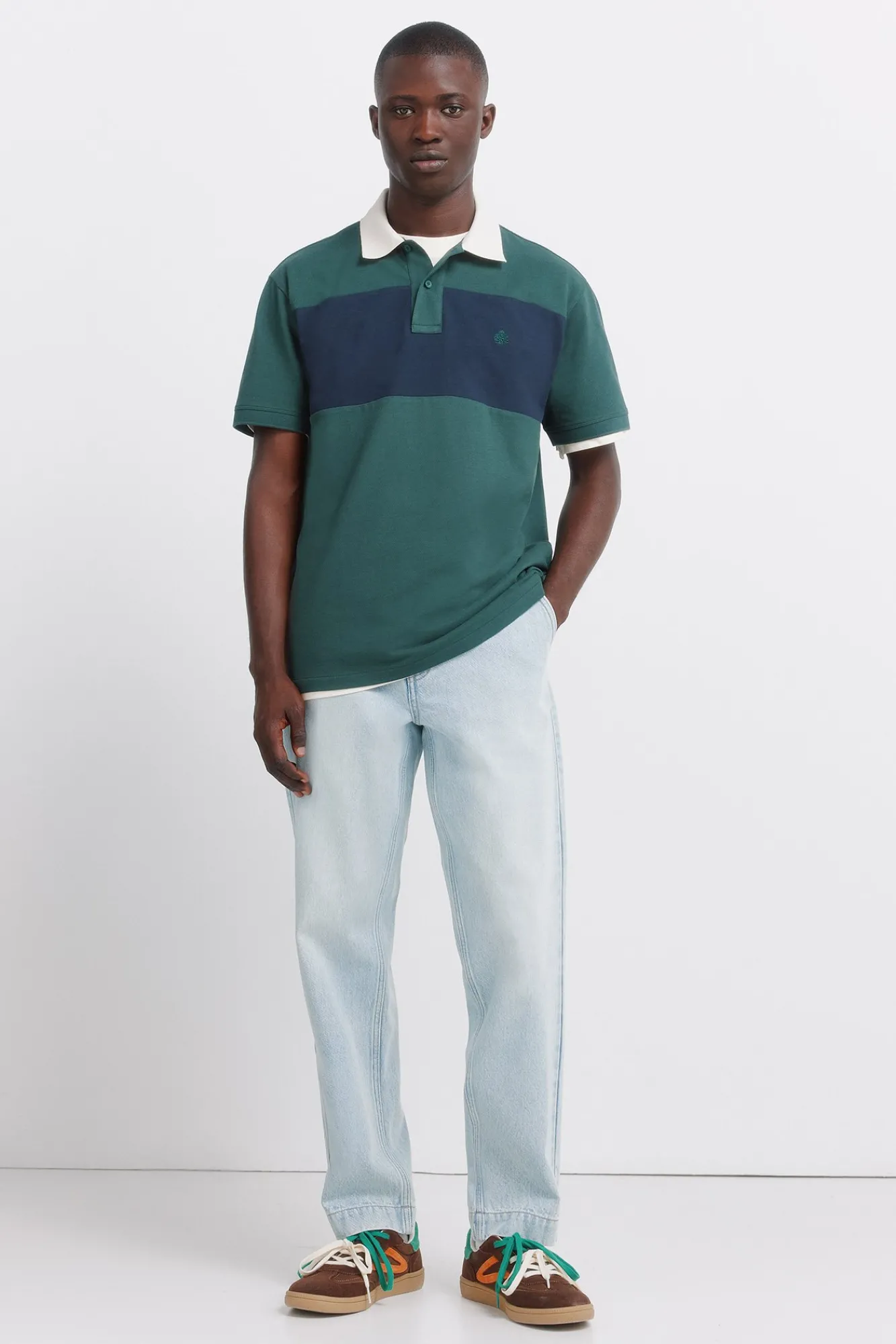 Hot Springfield Polo coupe placée regular fit en piqué bleu