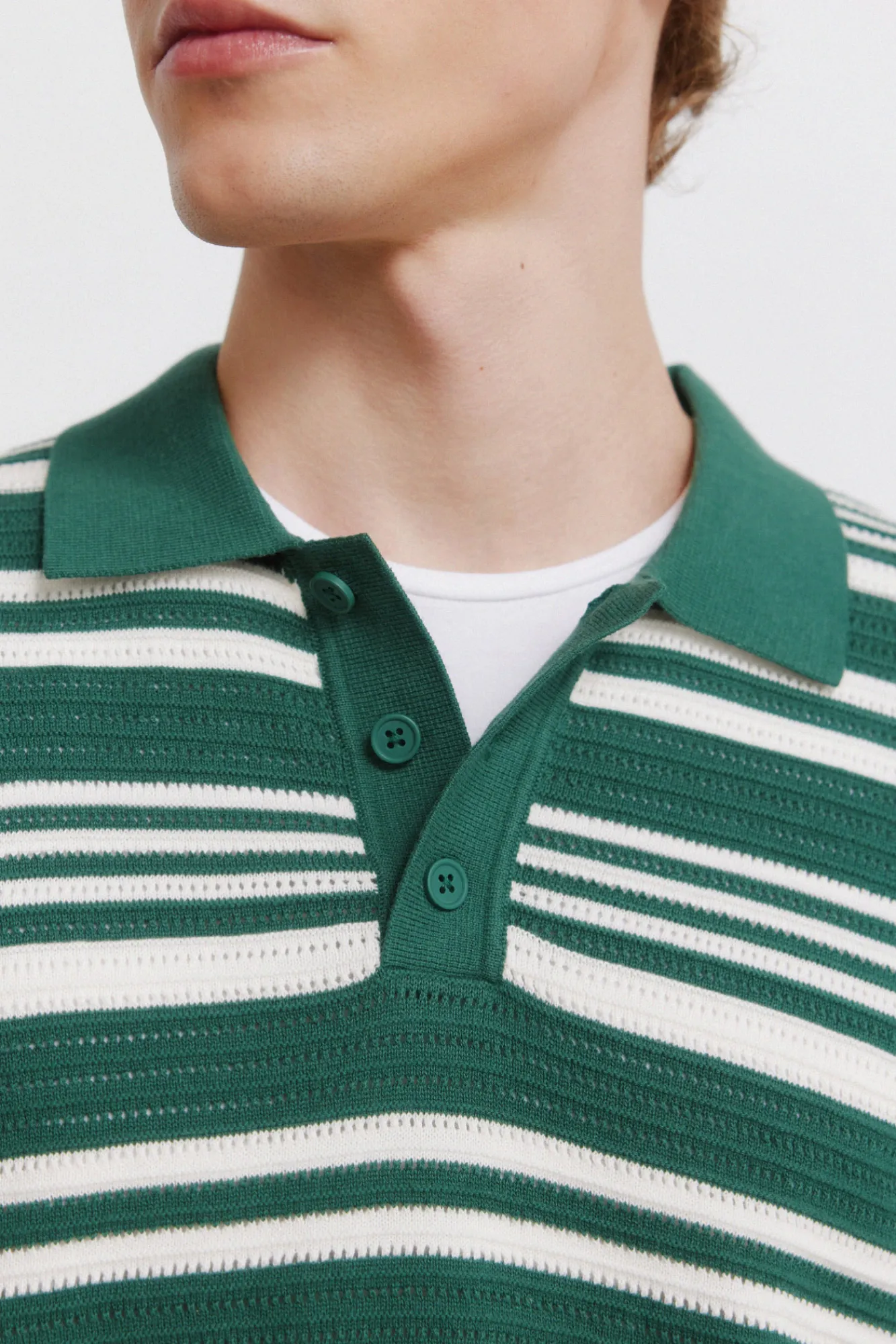 Clearance Springfield Polo en maille structurée à rayures vert