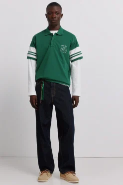 Springfield Polo en piqué à manches à blocs de couleur contrastants coupe droite vert