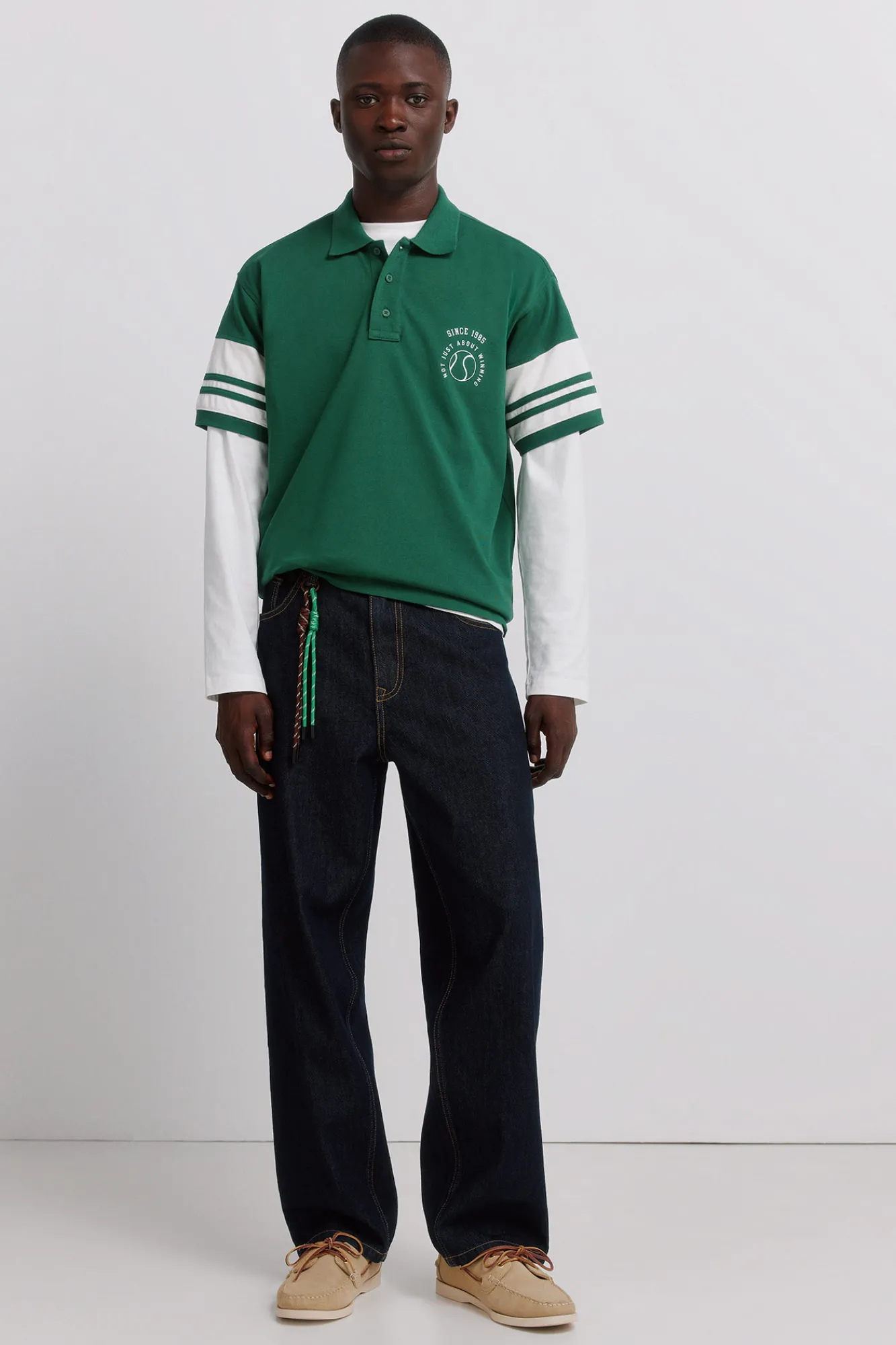 Springfield Polo en piqué à manches à blocs de couleur contrastants coupe droite vert