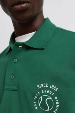 Springfield Polo en piqué à manches à blocs de couleur contrastants coupe droite vert