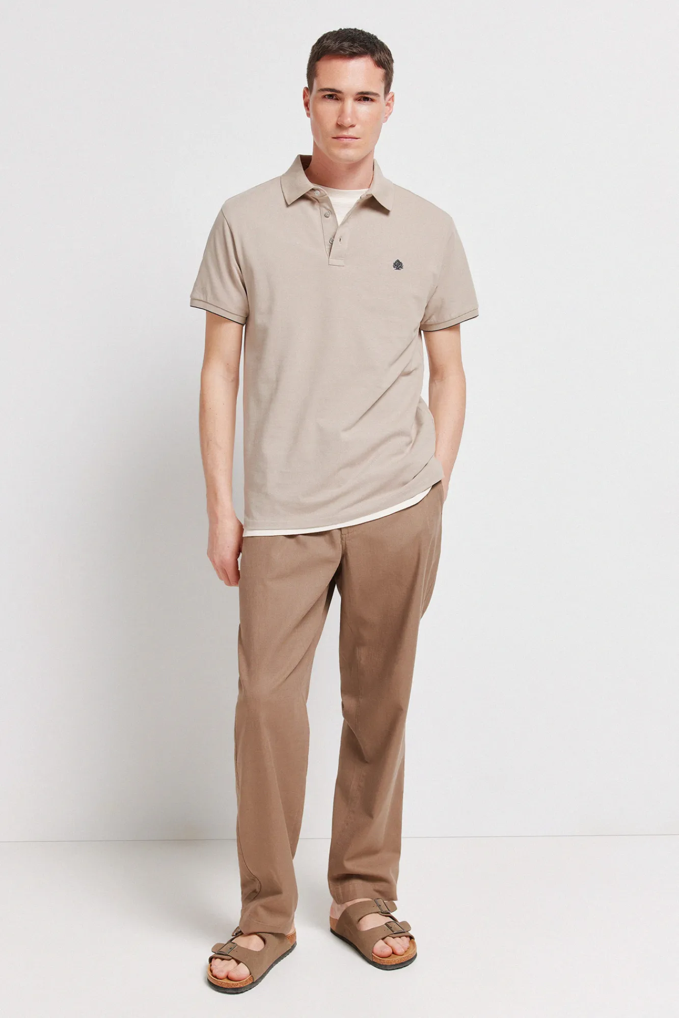 New Springfield Polo en piqué coupe slim à poignets contrastants