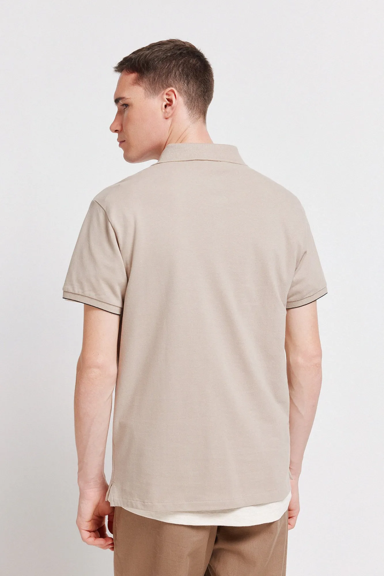 New Springfield Polo en piqué coupe slim à poignets contrastants