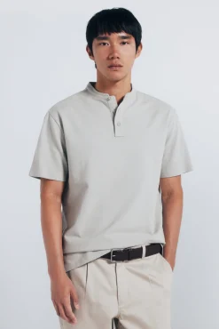 New Springfield Polo piqué col mao coupe classique beige