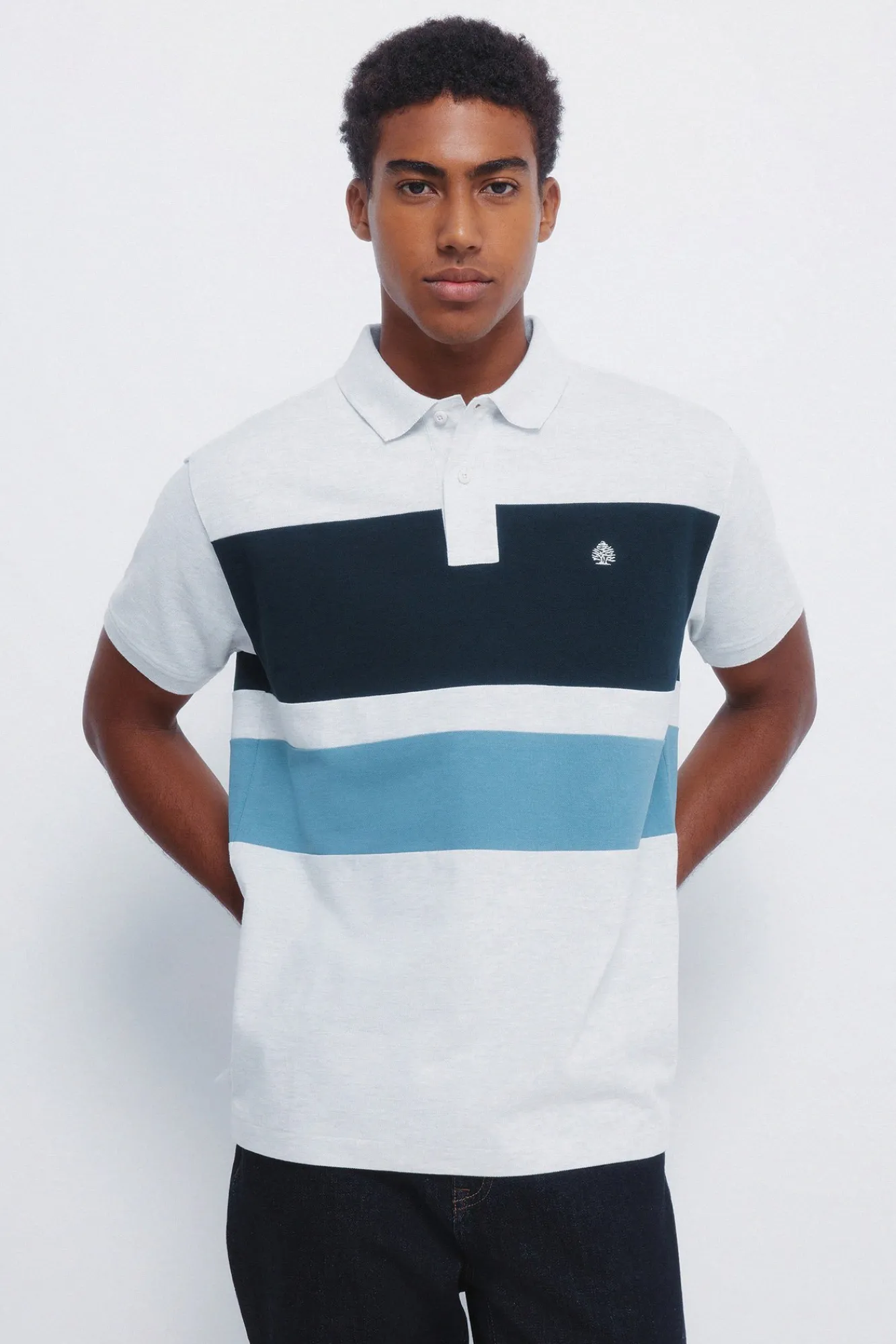 Hot Springfield Polo piqué color block piqué classique gris