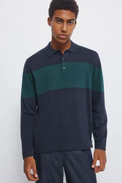 New Springfield Pull à col polo pull bleu