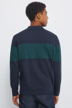 New Springfield Pull à col polo pull bleu
