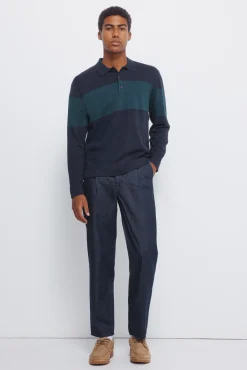 New Springfield Pull à col polo pull bleu