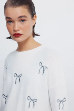 Springfield Pull avec n&oelig;uds &agrave; paillettes beige