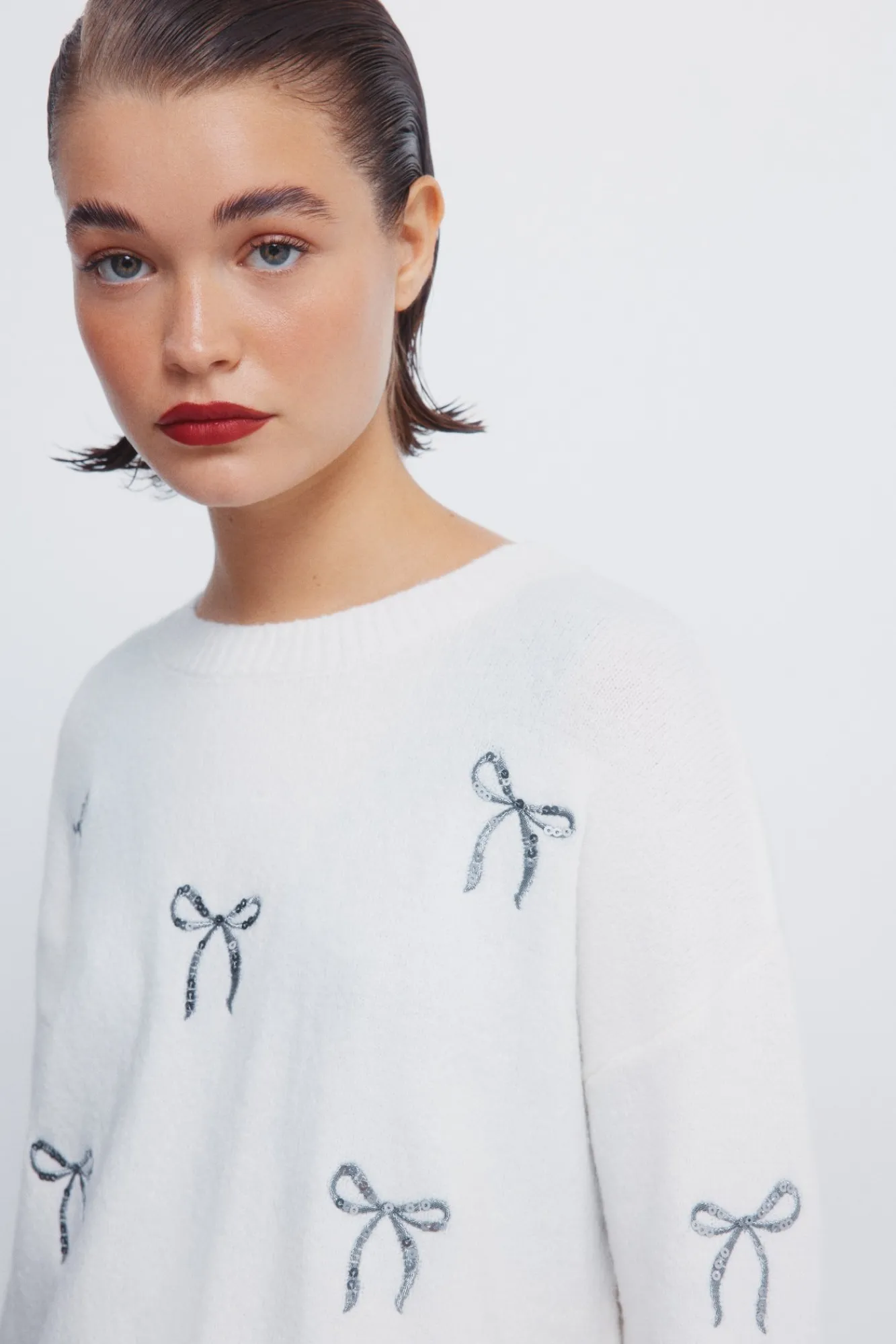 Springfield Pull avec nœuds à paillettes beige