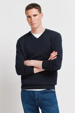 Sale Springfield Pull basique col en V logo bleu