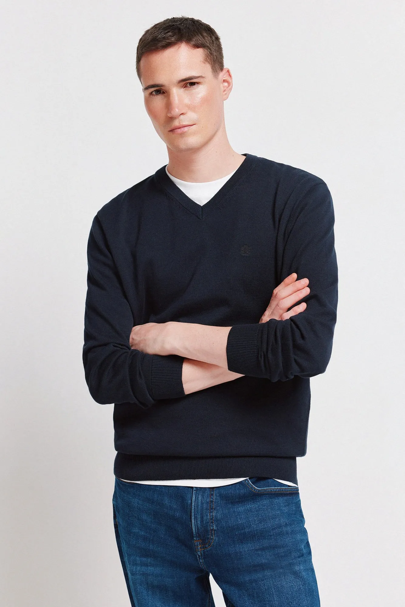 Sale Springfield Pull basique col en V logo bleu