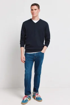 Sale Springfield Pull basique col en V logo bleu