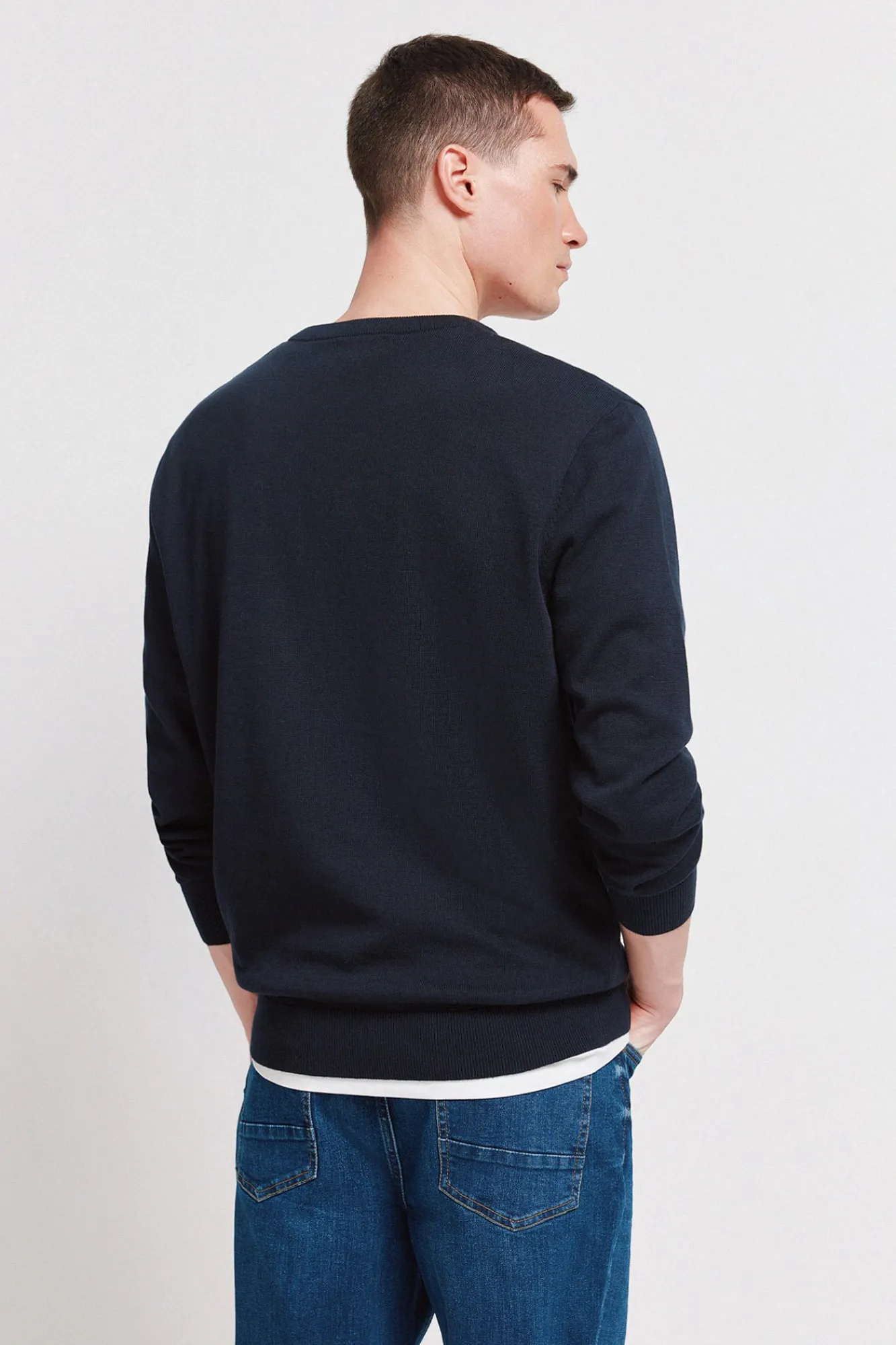 Sale Springfield Pull basique col en V logo bleu