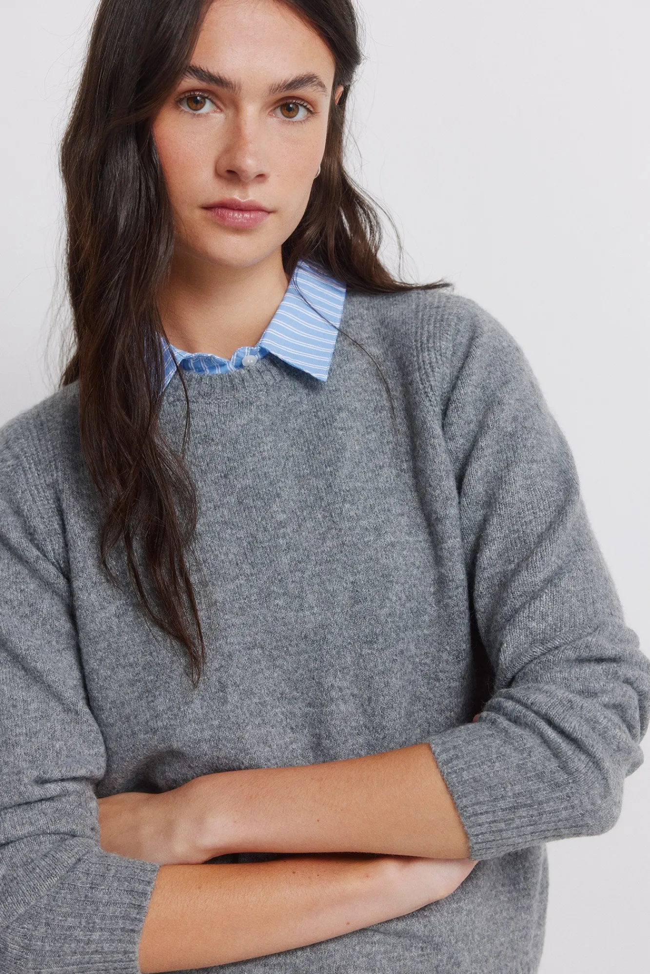 Best Springfield Pull col en maille gris