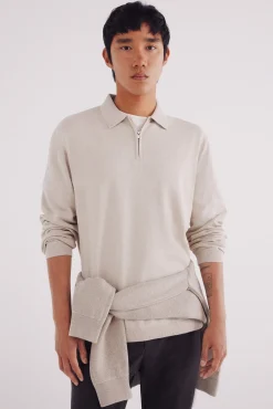 Clearance Springfield Pull col polo fermeture nude
