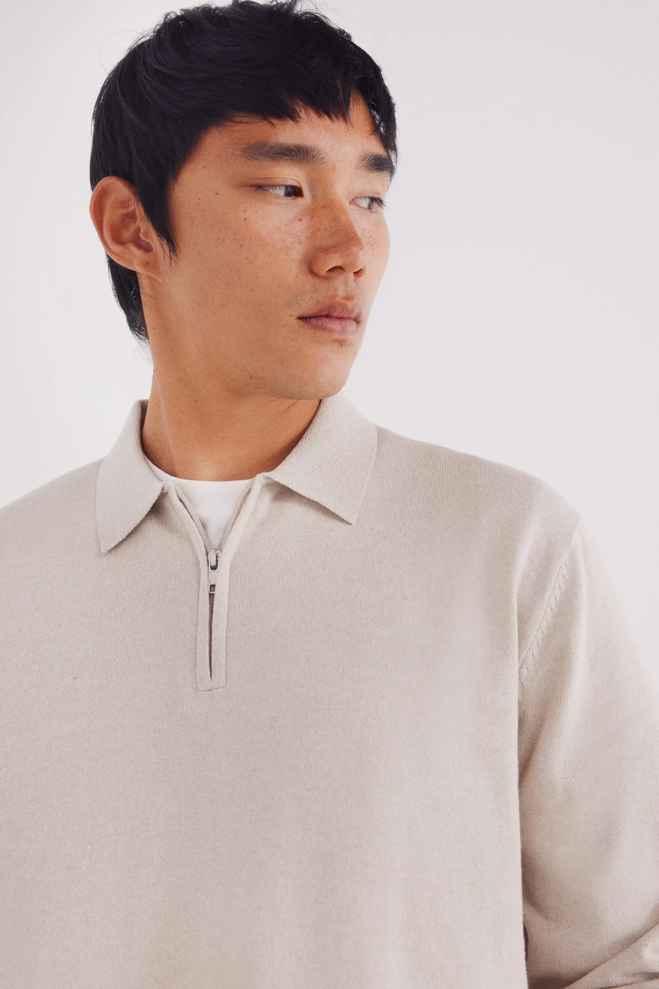 Clearance Springfield Pull col polo fermeture nude
