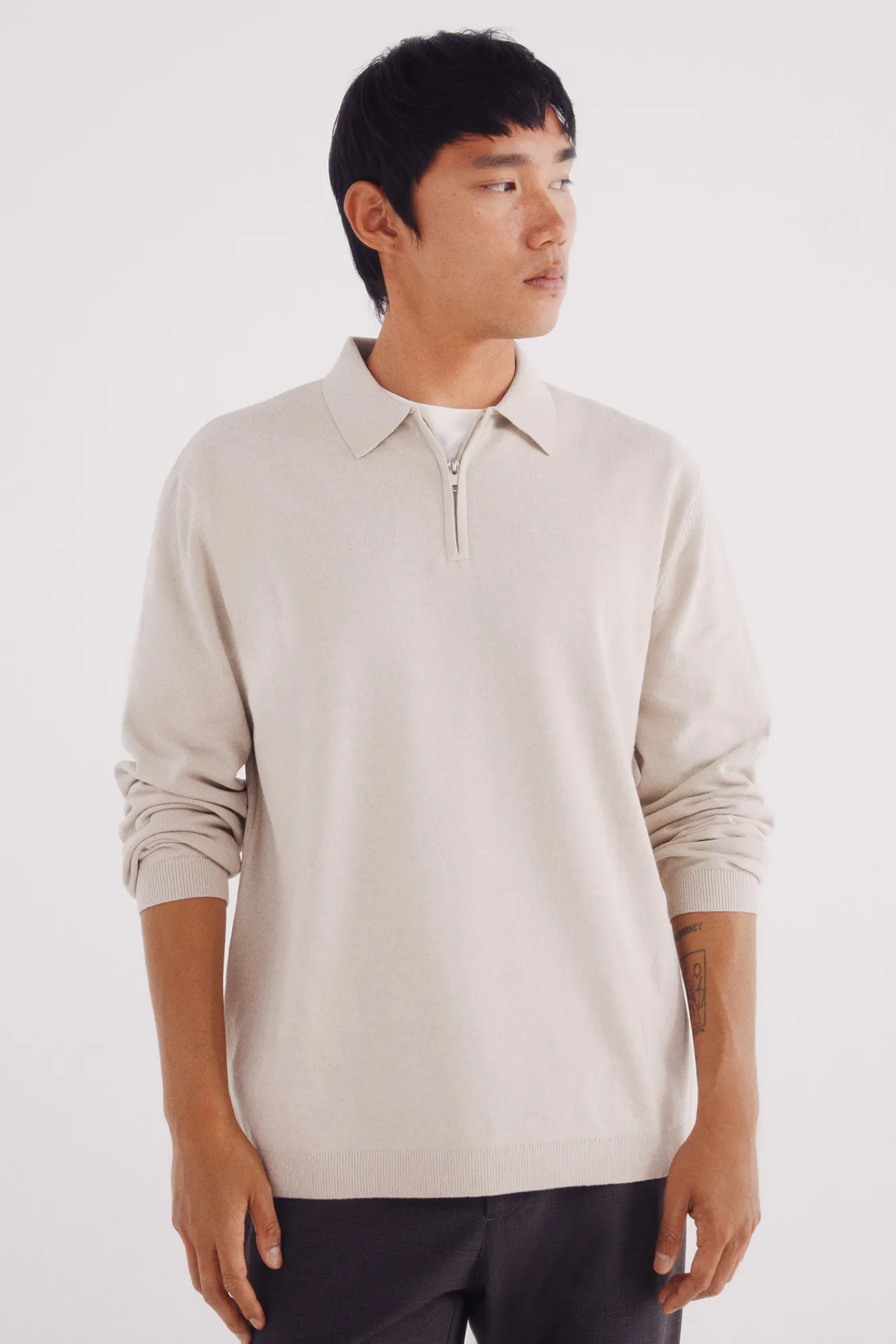 Clearance Springfield Pull col polo fermeture nude