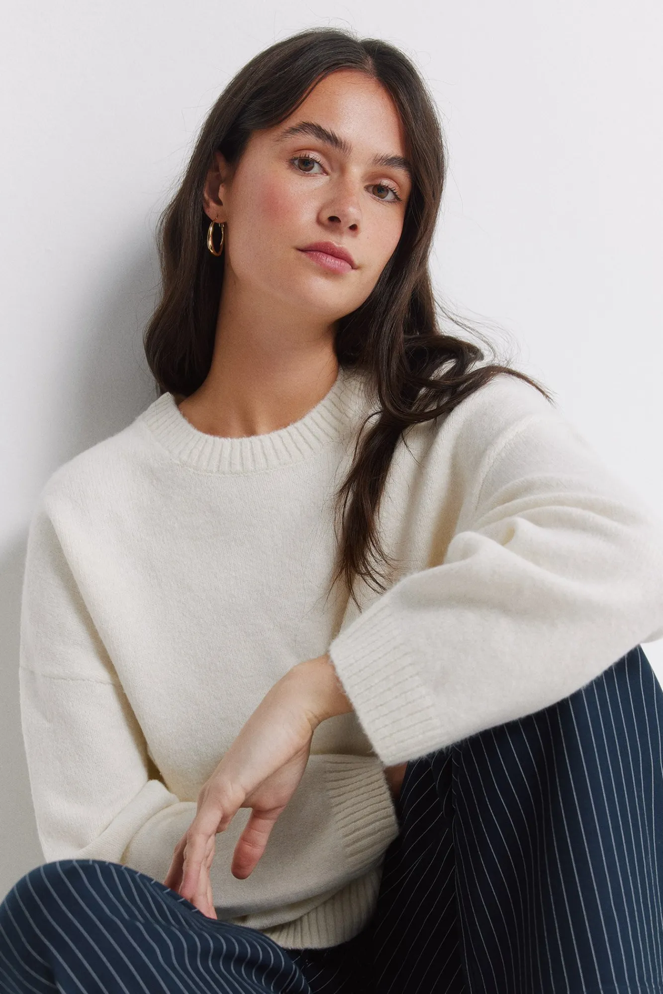 Hot Springfield Pull épaules tombantes marron